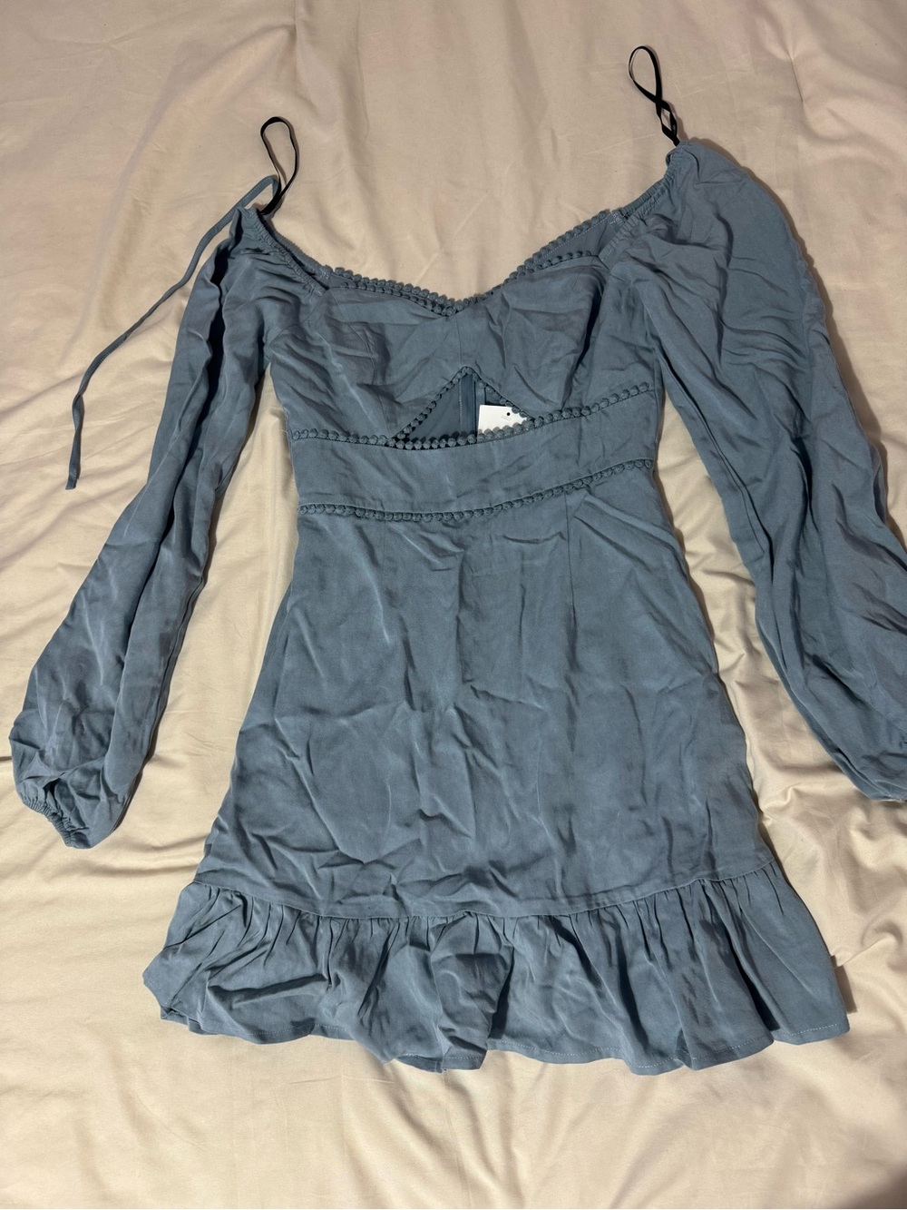 Forever 21 Dusty Blue Off-Shoulder Ruffle Mini Dress